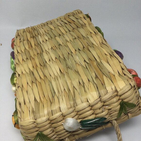 Vintage Straw Tray Decorative Fruit Baskets Set of 2 1960'S - Picture 8 of 14